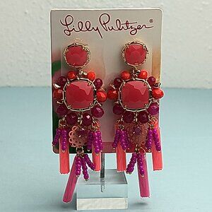 Lilly Pulitzer Statement Pirced Post Earrings Tassel Be Waterside Amaren…